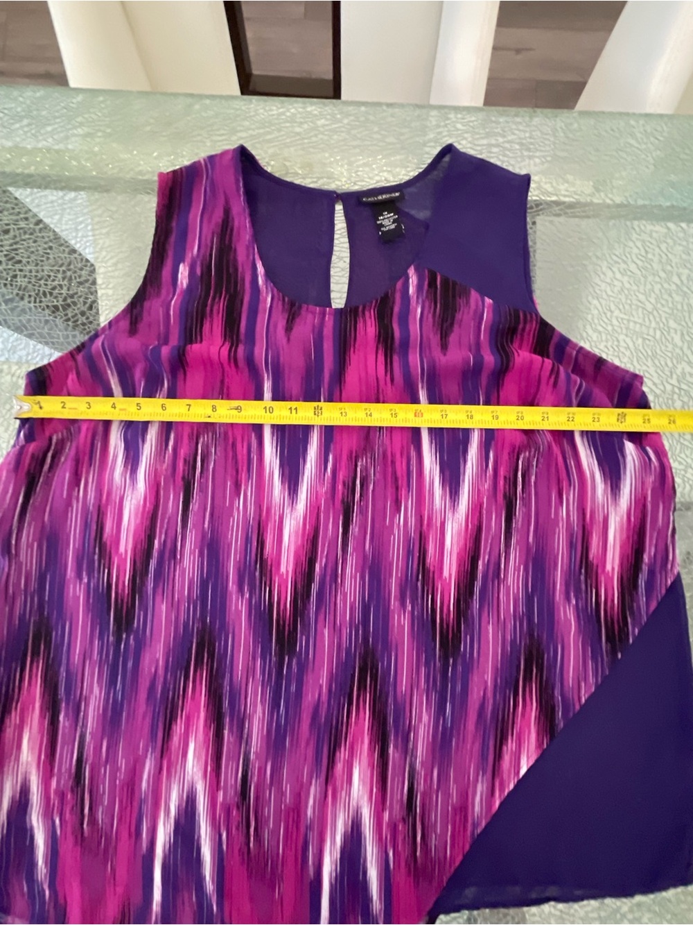 Catherines Purple & Pink Sleeveless Chiffon Overlay Blouse - Picture 4 of 7